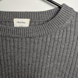 Wilfred Free Aritzia Sweater Womens Large Gray Lolan Dolman Crop Merino Wool